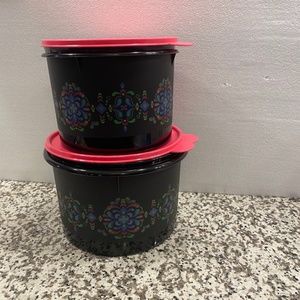 Tupperware - Set of TWO storage containers. with set of 4 cups. NEW